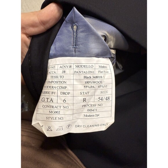 Bergamo Elegant Mens 54R Black 100% Wool Blazer Suit Jacket 2 Button Made Italy - Picture 4 of 6